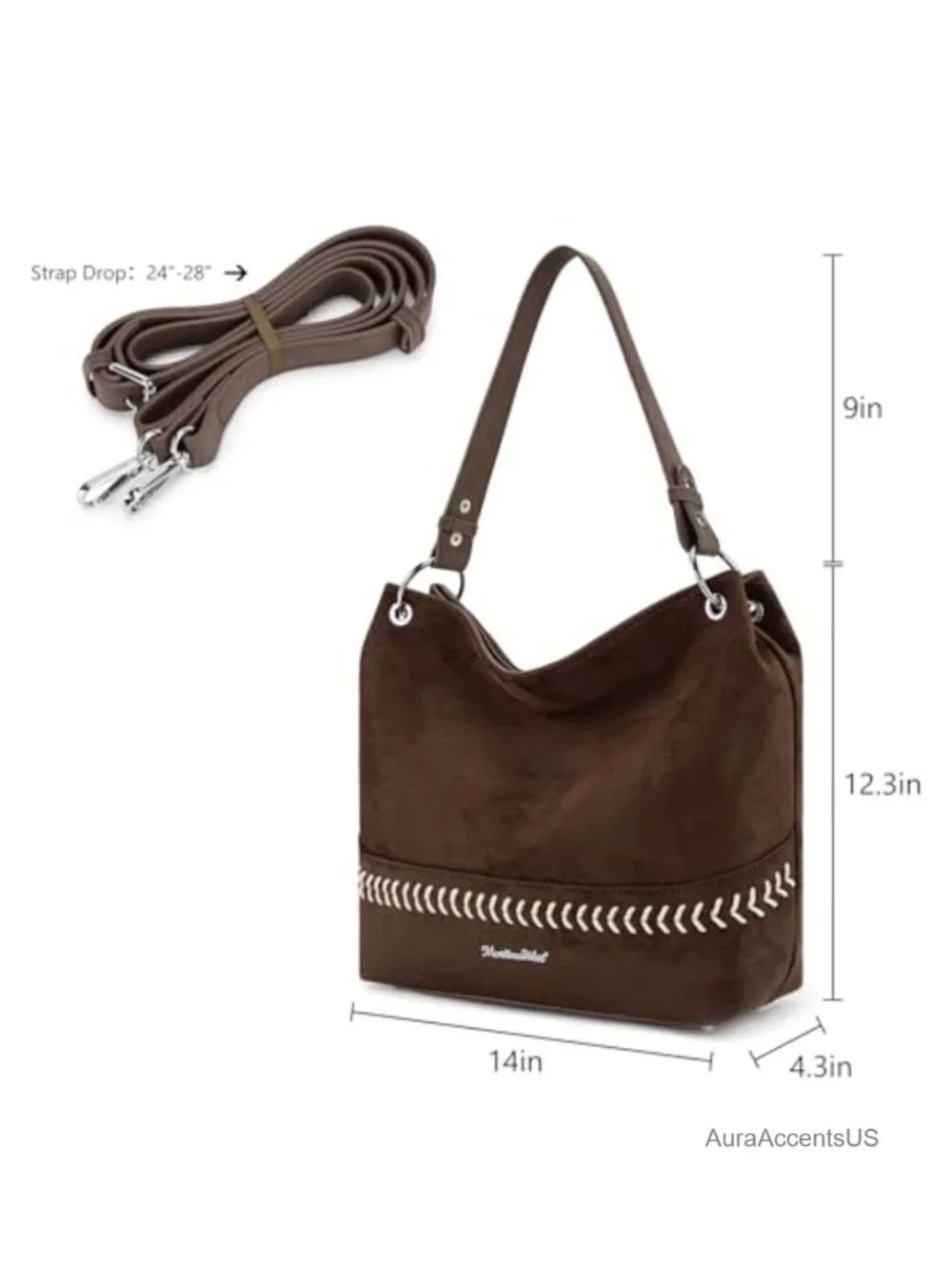 Faux Suede PU Leather Hobo Bag Slouchy Shoulder Tote Handbag Crossbody